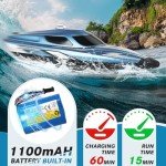 Podleer RC Boat for Adults-Remote Control Boat for Lakes-High Speed 25+ KPH-Toys for Ages 8-13 (Blue)