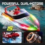 BEZGAR Remote Control Boat, 2 Packs 10 inch Fast Speed RC Boat 15 KPH for Pools & Salt Water, Summer Toys for Adults and Ideal Gifts for Kids Boys Age 6 7 8-12 Years Old - HJ821