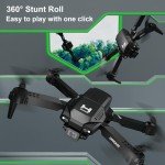 Mini Drone with Camera for Adults Beginner Kids, 1080P WiFi FPV, Foldable, 2 Batteries, One-Click Take Off/Landing, Altitude Hold Black