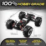 LAEGENDARY Remote Control Car, Hobby Grade RC Car 1:10 Scale Brushed Motor with Two Batteries, 4x4 Off-Road Waterproof RC Truck, Fast RC Cars for Adults, RC Cars, Remote Control Truck