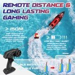 Levhorzn 2.4GHz Remote Control Boat, 22+ MPH RC Jet Boats, for Adults Kids Enthusiasts, Fast Speed Racing Boat for Lake, River, Pool (Red)