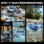 DEERC Amphibious Remote Control Car Monster Truck Toys Waterproof RC Stunt Cars for Boys 8-12 Toys W/Blocks & 360°Spin, 4WD All-Terrain Off-Road Pickup RC Truck 2.4Ghz 60+ Min Playtime Pool Toy Gift
