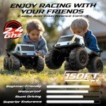 DEERC Amphibious Remote Control Car Monster Truck Toys Waterproof RC Stunt Cars for Boys 8-12 Toys W/Blocks & 360°Spin, 4WD All-Terrain Off-Road Pickup RC Truck 2.4Ghz 60+ Min Playtime Pool Toy Gift