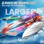 DEERC 2 Pack 13 inch Remote Control Boat for Kids, 4 Batteries, 2.4Ghz RC Racing Boat with LED Lights for Pools and Lakes, Summer Water Toy Gift for Boys 8-12