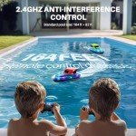 SYMA RC Boats 2 Pack for Kids 8-12, Remote Control Racing Boat Set for Pool with LED Lights, 40 Mins Playtime (2 Batteries) & One-Key Water Spray, Summer Gifts Toys for Boys and Girls