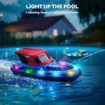 SYMA RC Boats 2 Pack for Kids 8-12, Remote Control Racing Boat Set for Pool with LED Lights, 40 Mins Playtime (2 Batteries) & One-Key Water Spray, Summer Gifts Toys for Boys and Girls