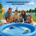 SYMA RC Boats 2 Pack for Kids 8-12, Remote Control Racing Boat Set for Pool with LED Lights, 40 Mins Playtime (2 Batteries) & One-Key Water Spray, Summer Gifts Toys for Boys and Girls