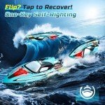 DEERC Brushless RC Boat for Adults, 34MPH Extra-Long 19" High Speed Remote Control Boats with 3S (11.1V) Battery, LED Lights, Self-Righting, 2.4GHz Racing Boat for Pool Lake, Gift Toy for Boys & Girls