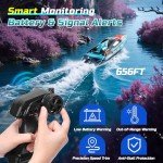 DEERC Brushless RC Boat for Adults, 34MPH Extra-Long 19" High Speed Remote Control Boats with 3S (11.1V) Battery, LED Lights, Self-Righting, 2.4GHz Racing Boat for Pool Lake, Gift Toy for Boys & Girls