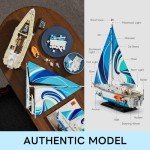 FUNWHOLE Sailboat La Brisa Lighting Building-Bricks Set - City Yacht 1640 Pcs Collection Display Set for Adults and Technic Lovers