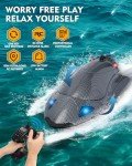RC Jet Boat 40KPH, Fast Remote Control Speedboat for Adults Youth with Self-Righting, LED Light, Low Battery Alarm, Speed King Racing Boat for Salt Water, Lake, River, Fishing