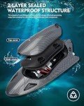 RC Jet Boat 40KPH, Fast Remote Control Speedboat for Adults Youth with Self-Righting, LED Light, Low Battery Alarm, Speed King Racing Boat for Salt Water, Lake, River, Fishing