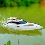 POCO DIVO Luxury Modern Yacht, 1/28 RC Boat, 2.4Ghz Radio Remote Control 15” Sailing Cruise, Pool Lake Pond Dual Motors 15kmph Speed Ship, Deluxe Gifts Adults Water Fun Voyage