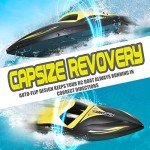 Hosim Brushless RC Boat - Fast Remote Control 2.4GHz Racing Boat With LED Lights for Seas, Pools & Lakes - Speed Toy for Adults, Boys & Girls - 2 Batteries for 40+Min Play (Yellow)