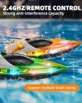 Remote Control Boat for Kids Adults: 2Pack RC Boat with LED Lights for Pools Lakes, 2.4Ghz, 50-100Mins Long Playtime, Rechargeable Batteries, Waterproof, Summer Pool Water Toys Gifts for Kids 8-12