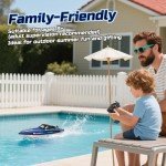 RC Boats for Adults, Remote Control Boat for Pools and Lakes, WeFone WF17 25+ KMH Fast RC Speed Boat with 7 LED Lights Modes for Kids 8-12, Summer Toys for Boys Girls, 2 Batteries for 30-40 Mins, Blue