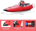 NBJIALIN RC Boat - Remote Control Boats for Adult,2.4GHz RC High Speed Boats for Pool Lakes River,Mini Racing Boat with LED Lights for Summer Water Toy (Red)