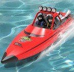 NBJIALIN RC Boat - Remote Control Boats for Adult,2.4GHz RC High Speed Boats for Pool Lakes River,Mini Racing Boat with LED Lights for Summer Water Toy (Red)