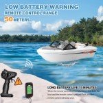 Rc Boat for Pool, Remote Control Kart Boat with Turbine Water Jet/Brushless Power, 2.4ghz Low-Speed 1:12 Scale Model Ship for Kids Adults