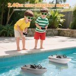 Rc Boat for Pool, Remote Control Kart Boat with Turbine Water Jet/Brushless Power, 2.4ghz Low-Speed 1:12 Scale Model Ship for Kids Adults