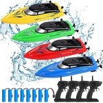 Lumiparty 4PACK RC Boat,Remote Control Boats for Kids and Adults,10km/H 2.4G High Speed Remote Control Boat, Fast RC Boats for Pools and Lakes with 8 Rechargeable Battery.