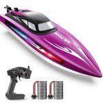 WeFone Remote Control Boat for Adults, 25+ KMH Fast RC Speed Boat with LED Light for Kids, Self-righting, Demo, WF17 Ideal Pools and Lakes Toys, 2 Rechargeable Batteries for 30-40 Mins, Purple