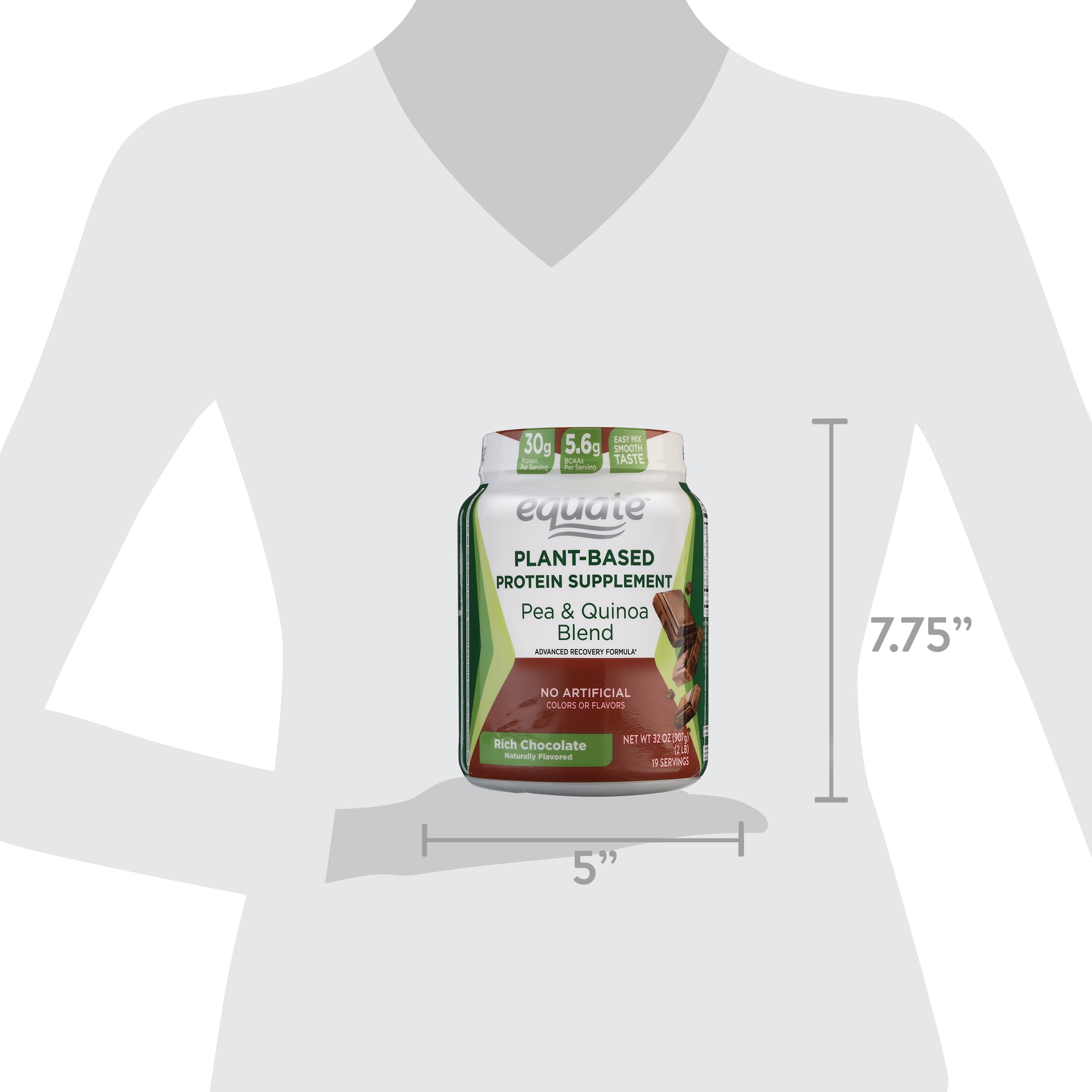 Equate Plant-Based Protein Supplement, Rich Chocolate, 2 lbs