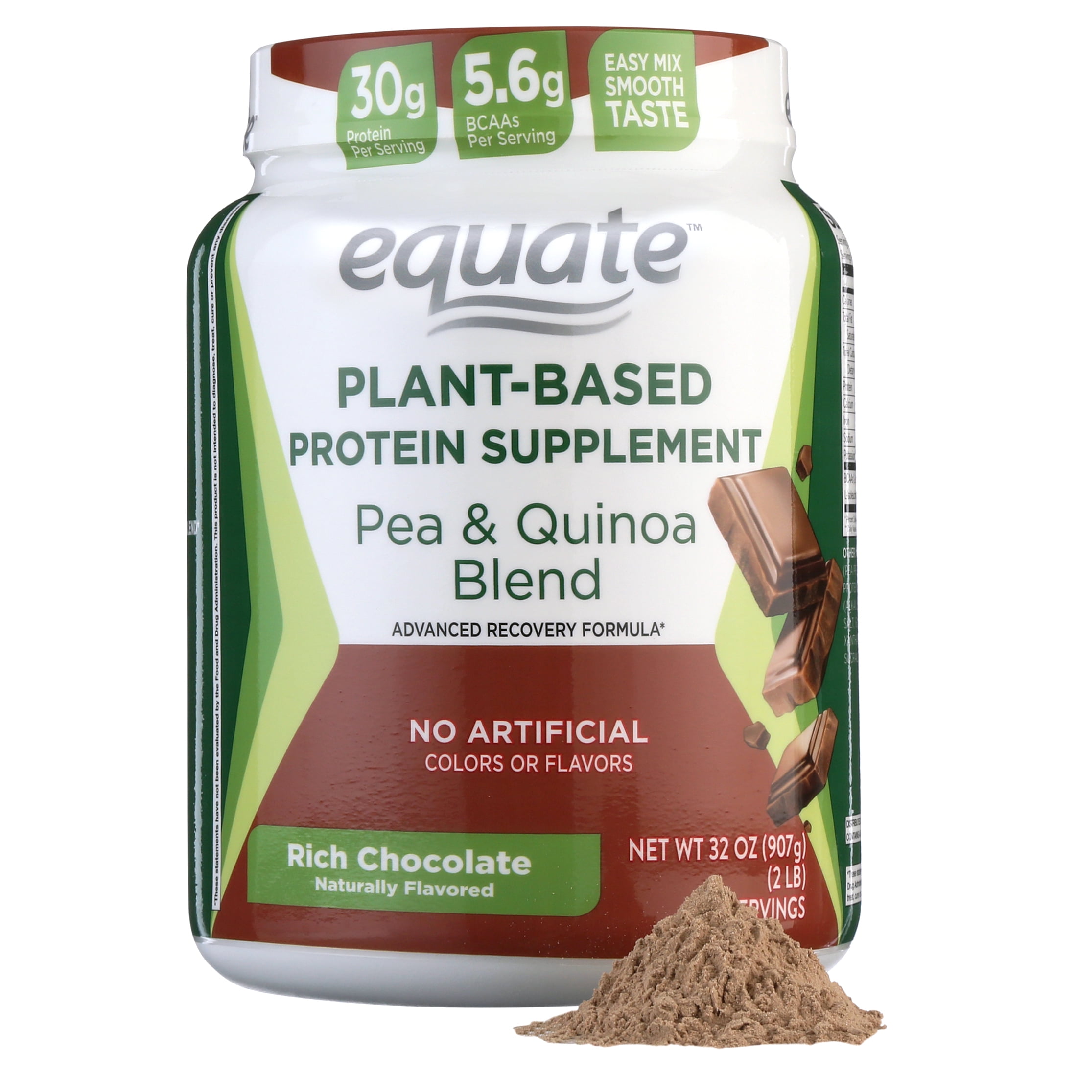 Equate Plant-Based Protein Supplement, Rich Chocolate, 2 lbs
