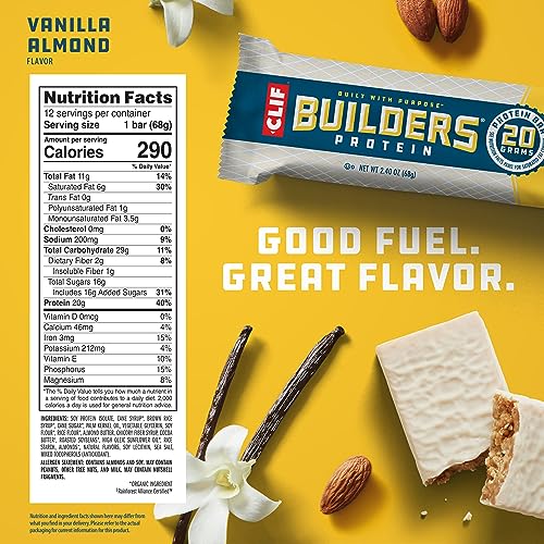 CLIF Builders Vanilla Almond Protein Bars - 20g Protein