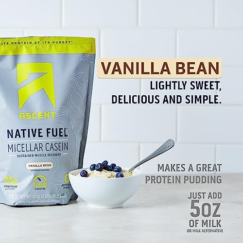 Ascent Micellar Casein Protein Powder - Vanilla 2lbs
