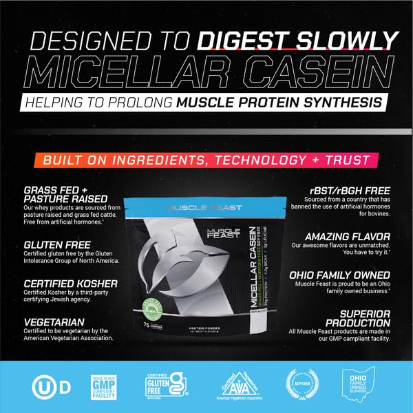 Muscle Feast Micellar Casein Protein, Unflavored 4lb
