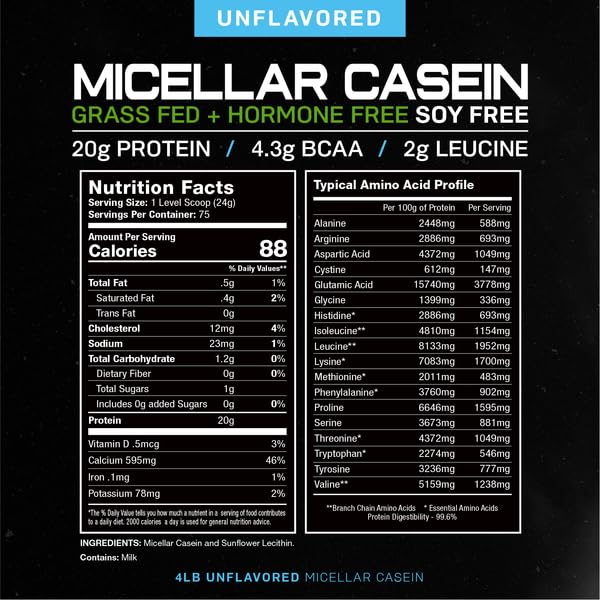 Muscle Feast Micellar Casein Protein, Unflavored 4lb