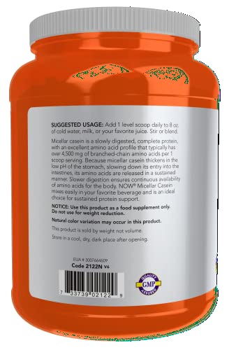NOW Sports Micellar Casein Powder, 19g Protein