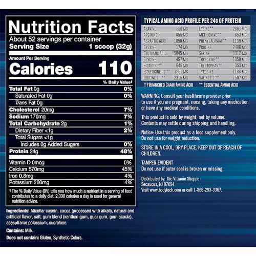BodyTech Micellar Casein Protein - Rich Chocolate