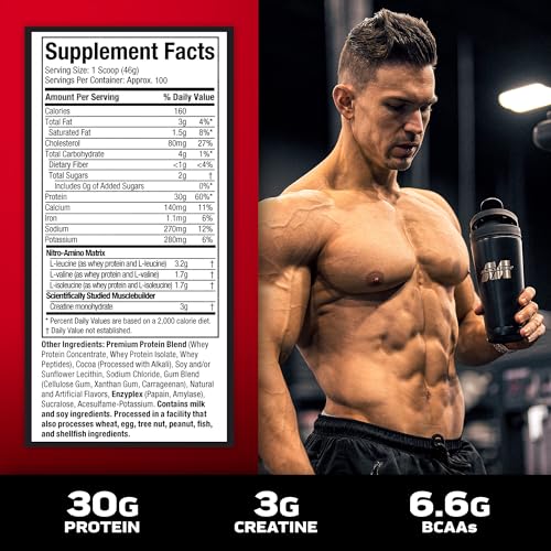 Muscletech Nitro-Tech Whey Protein Powder, 10lb