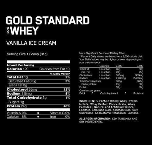 Gold Standard Whey Protein Powder - Vanilla Ice Cream