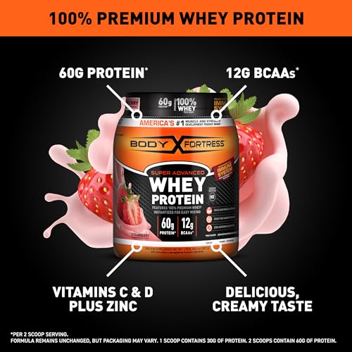 Body Fortress Strawberry Whey Protein Powder 1.78lb