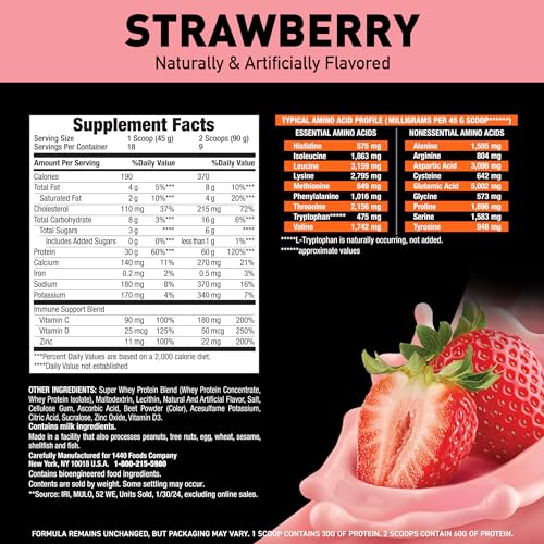 Body Fortress Strawberry Whey Protein Powder 1.78lb