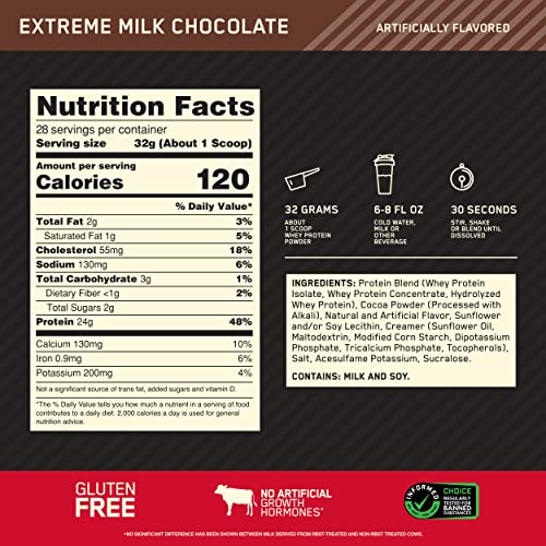 Optimum Nutrition Gold Standard Whey Protein, Chocolate
