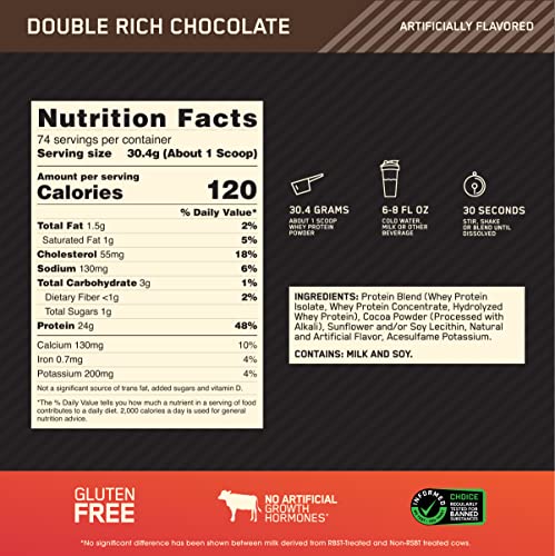 Gold Standard Whey Protein Powder, Double Rich Chocolate