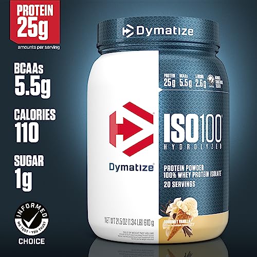Dymatize ISO100 Whey Protein Powder, Vanilla, 20 Servings