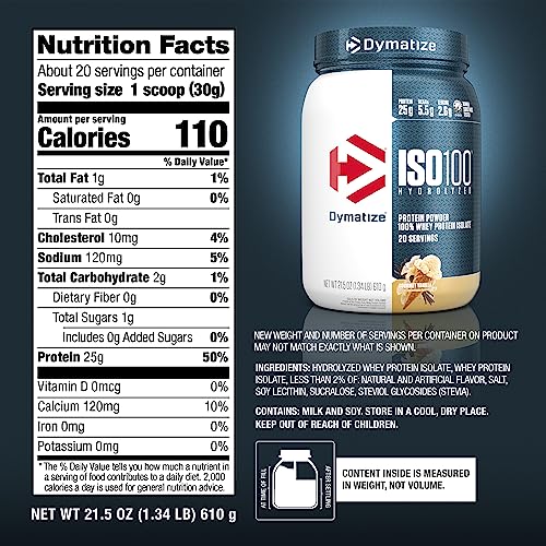 Dymatize ISO100 Whey Protein Powder, Vanilla, 20 Servings