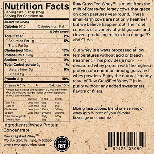 Raw Grass-Fed Whey Protein Powder, Cold Processed, 5lb