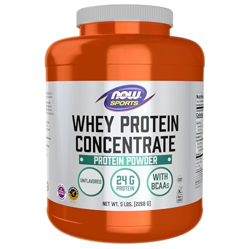 NOW Whey Protein Concentrate, 24g BCAAs, 5lb Powder