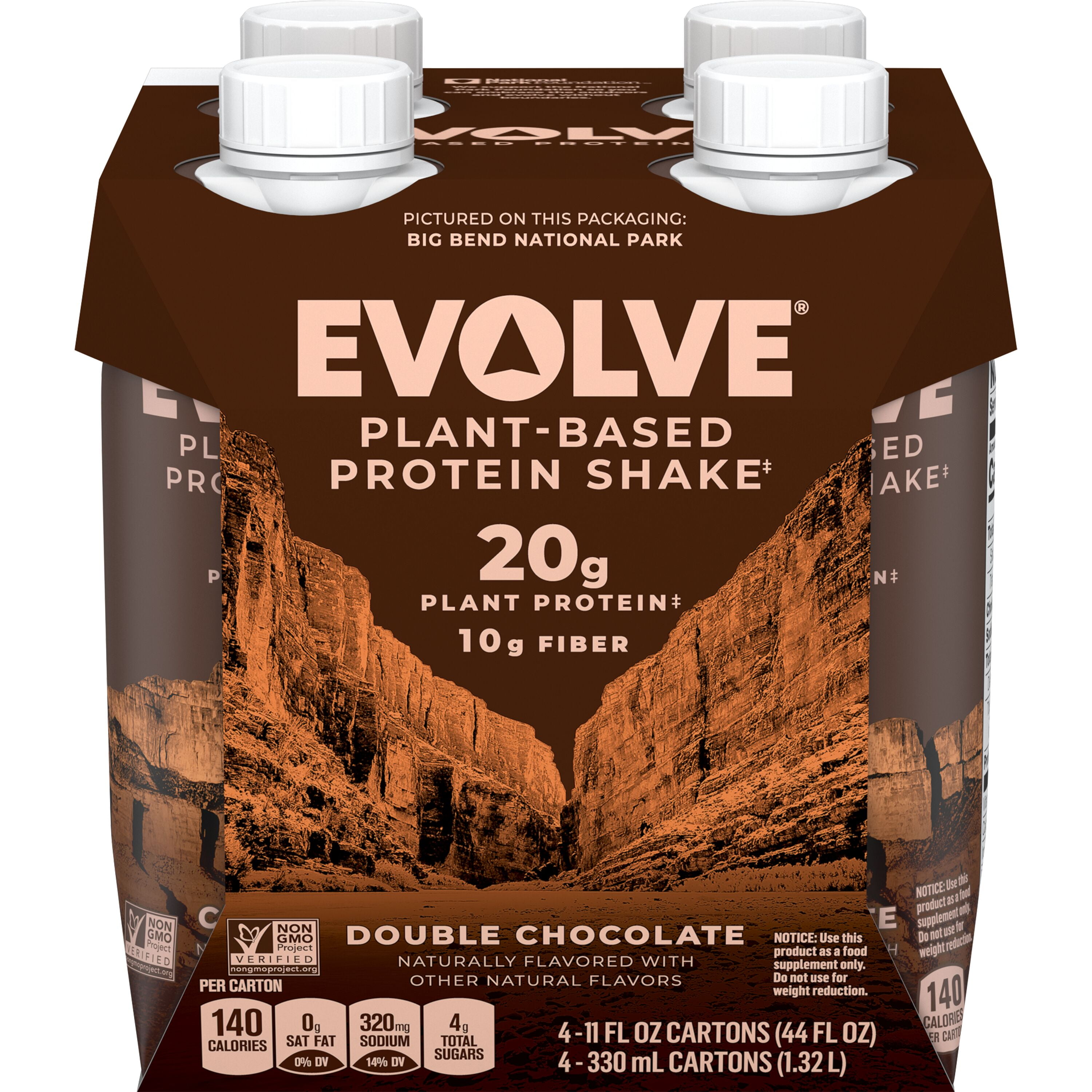 4-Pack Evolve Double Chocolate Plant Protein Shake