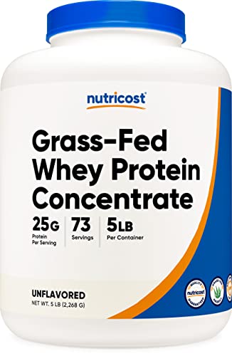 Nutricost Grass-Fed Unflavored Whey Protein 5lbs