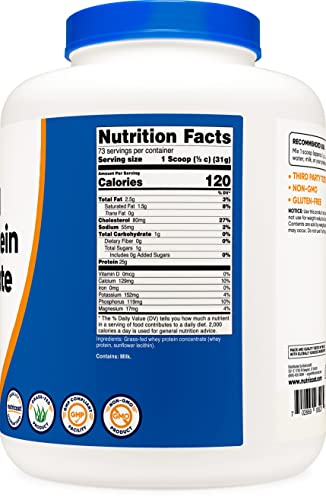 Nutricost Grass-Fed Unflavored Whey Protein 5lbs