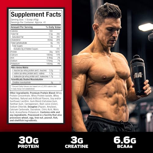 Muscletech Strawberry Whey Protein Powder, 4 lb