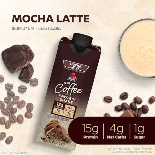 Atkins Mocha Latte Protein Shake: 15g Protein, Keto-Friendly