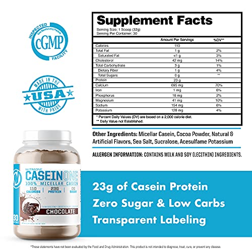 NutraOne 100% Casein Protein Powder - Chocolate 2.11 lbs